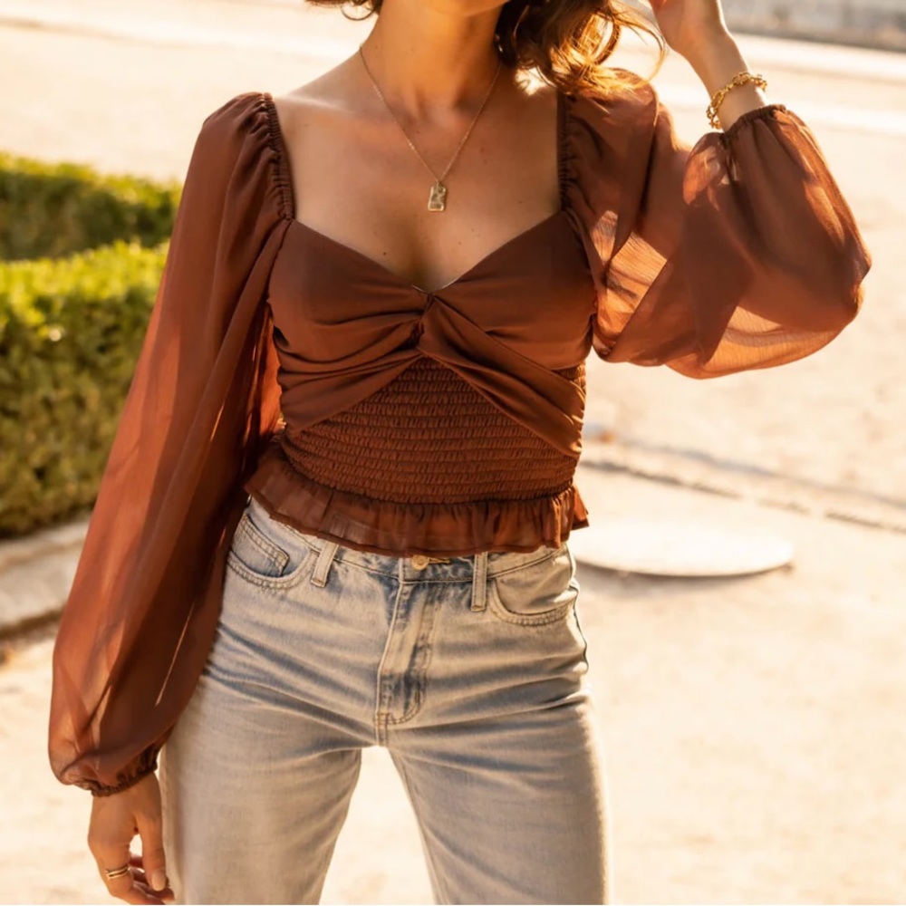 Brown Cropped Blouse